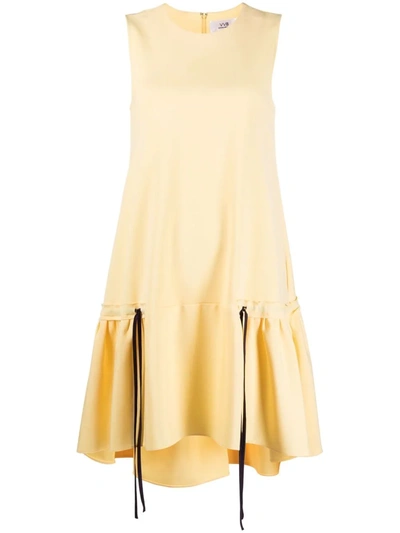 Victoria Beckham Ruffle-hem Poplin Dress In Yellow