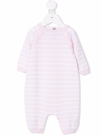 Little Bear Stripe-print Babygrow In Pink