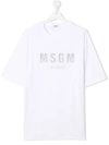 Msgm Teen Embroidered-logo Cotton T-shirt In White