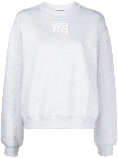 Alexander Wang T Logo-detail Crew Neck Sweatshirt In Grey