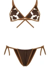 Sian Swimwear Skye Cow-pattern Bikini In Brown