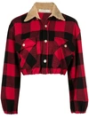 Romeo Hunte Lucy Flannel Cropped Jacket In Red
