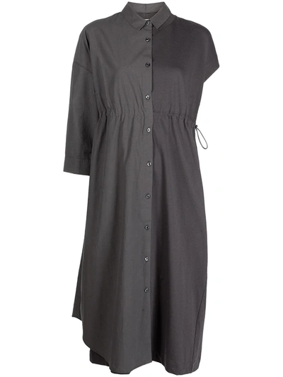 Romeo Hunte Asymmetric-sleeve Shirtdress In Grey