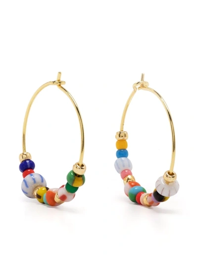 Anni Lu Gold-plated Golden Alaia Beaded Hoop Earrings In Multi