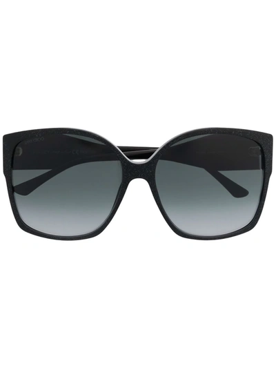 Jimmy Choo Gradient Oversize-frame Sunglasses In 黑色