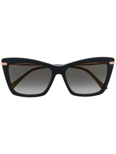 Jimmy Choo Gradient Oversize-frame Sunglasses In 黑色