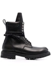RICK OWENS LEATHER COMBAT BOOTS