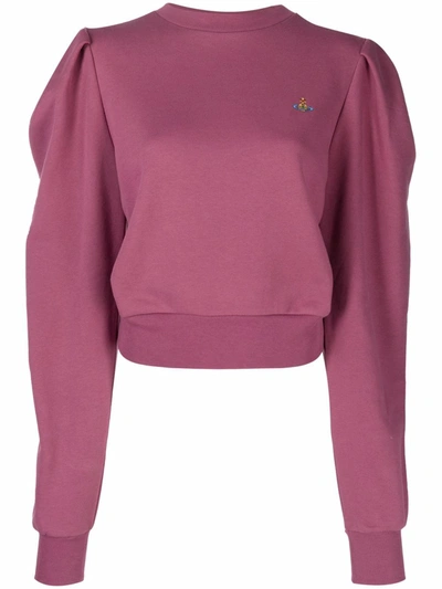 Vivienne Westwood Athletic Logo-embroidered Cropped Sweatshirt In Fuchsia