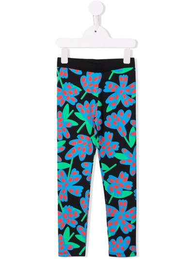 Stella Mccartney Floral-print Leggings In 黑色