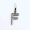 BURBERRY BURBERRY LEATHER-TOPSTITCHED 'F' ALPHABET CHARM IN PALLADIUM/BACK