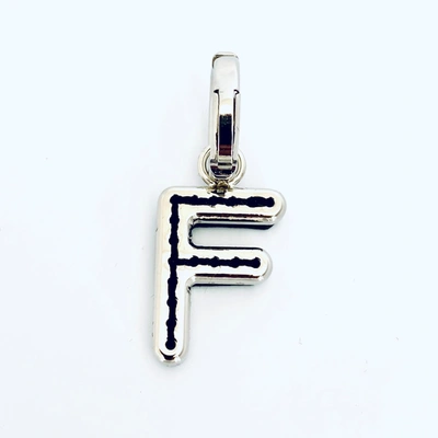 Burberry Leather-topstitched 'f' Alphabet Charm In Palladium/back