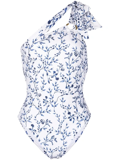 Agua By Agua Bendita Women's Fresa One-shoulder Acacias-print One-piece Swimsuit In White