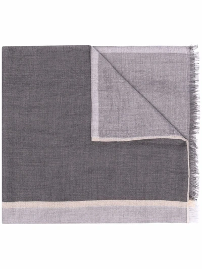 Brunello Cucinelli Colour-block Cashmere Scarf In Grey