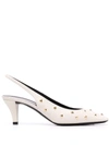 Saint Laurent Carole Heart-stud Leather Pumps In Nude