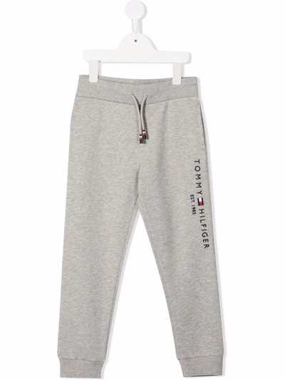 Tommy Hilfiger Junior Kids' Logo-embroidered Cotton Track Pants In Grey