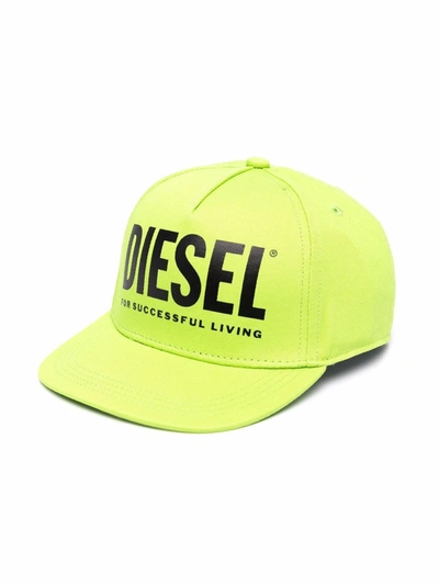 Diesel Kids' Logo-print Baseball Cap In Green