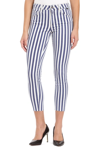 Mavi Jeans Tess Stripe Raw Hem Skinny Jeans In White Stripe Denim