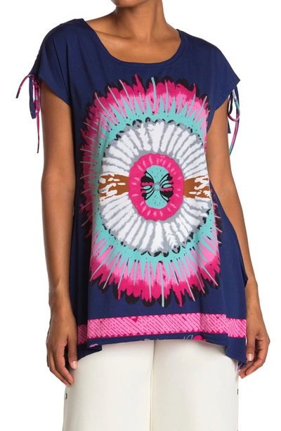 Patrizia Luca Graphic Print Top In Pink/ Navy