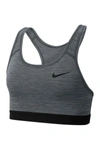 Nike Swoosh Racerback Sports Bra In Smoke Grey/pure/black