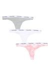 Calvin Klein Logo Assorted Thongs In Gryhthr/wht/pink