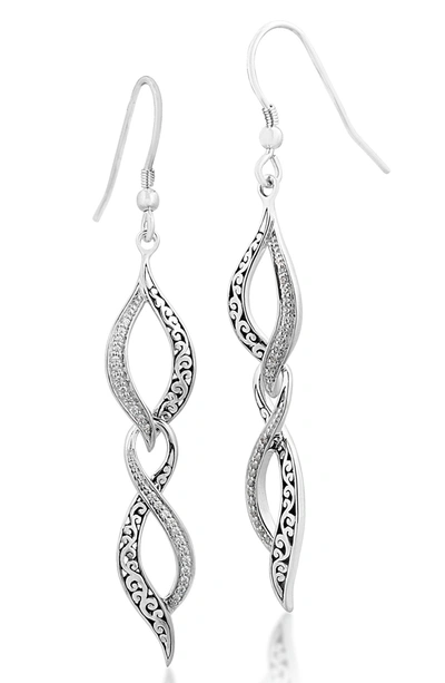 Lois Hill Double Layer Dangle Diamond And Scroll Drop Earrings In Silver