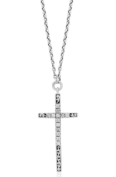 Lois Hill Sterling Silver Diamond Scroll Cross Pendant Necklace