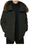 ANDREW MARC DAYTONA FAUX FUR TRIM HOODED DOWN SNORKEL JACKET