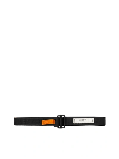 Heron Preston Tape Logo Patch-detail Belt In Black,orange