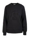 MONCLER WOMAN BLACK SWEATSHIRT WITH MAXI LOGO IN STRASS,8G000-31 809LC 999