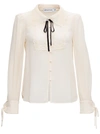 SELF-PORTRAIT IVORY COLORED SHIRT WITH LACE INSERTS,PF21114IVORY