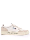 Autry 'medalist' Beige Low Top Sneakers With Beige Suede Details In White