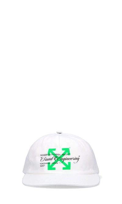 Off-white X Pioneer Arrows图案六面拼接棒球帽 In White,green,black
