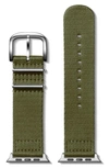Shinola Men's 24mm Nylon Strap For Apple Watch In Khaki Silver