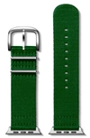 Shinola Men's 24mm Nylon Strap For Apple Watch In Green Silver