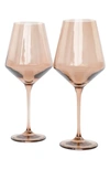 Estelle Set Of 2 Stem Wineglasses In Amber Smoke