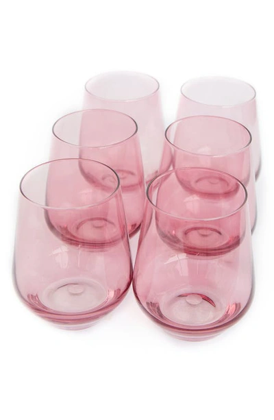 Estelle Set Of 6 Stemless Wineglasses In Rose