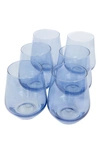 Estelle Set Of 6 Stemless Wineglasses In Blue