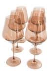 Estelle Set Of 6 Stem Wineglasses In Amber Smoke