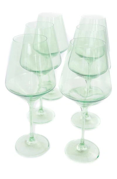 Estelle Set Of 6 Stem Wineglasses In Mint Green