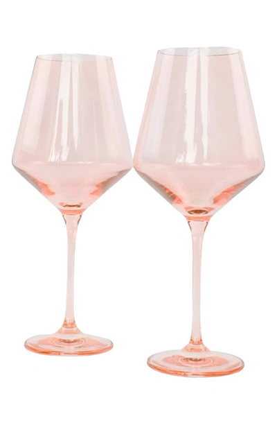 Estelle Set Of 2 Stem Wineglasses In Blush Pink
