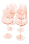 Estelle Set Of 6 Stem Wineglasses In Blush Pink