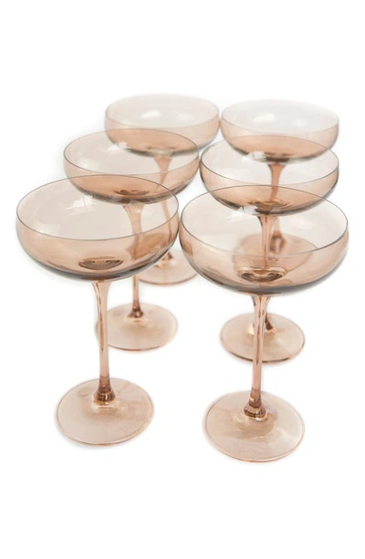 Estelle Set Of 6 Stem Coupes In Amber Smoke