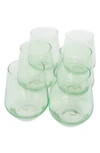 Estelle Set Of 6 Stemless Wineglasses In Mint Green