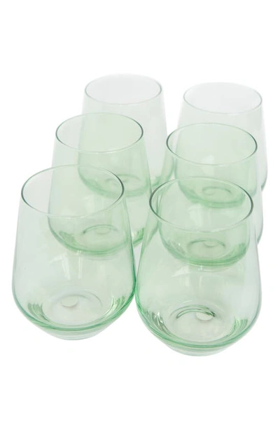 Estelle Set Of 6 Stemless Wineglasses In Mint Green