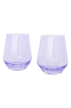 Estelle Set Of 2 Stemless Wineglasses In Lavender