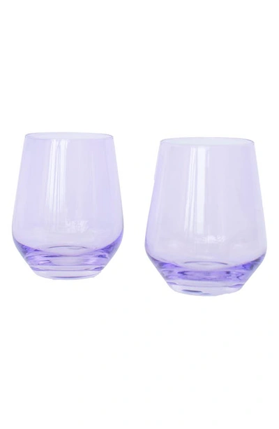 Estelle Set Of 2 Stemless Wineglasses In Lavender