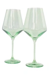 Estelle Set Of 2 Stem Wineglasses In Mint Green