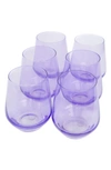 Estelle Set Of 6 Stemless Wineglasses In Lavender