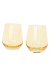 Estelle Set Of 2 Stemless Wineglasses In Yellow