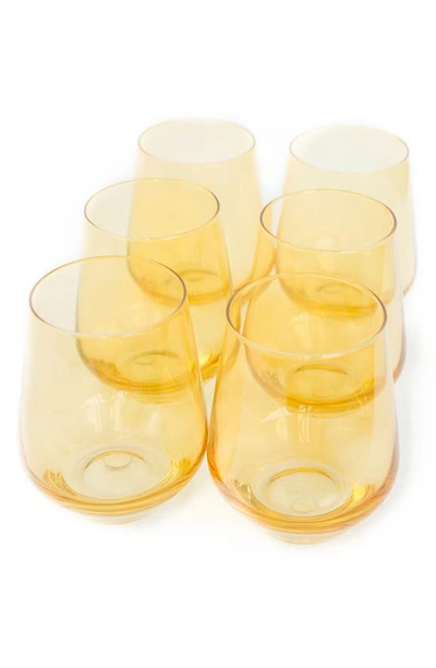 Estelle Set Of 6 Stemless Wineglasses In Yellow